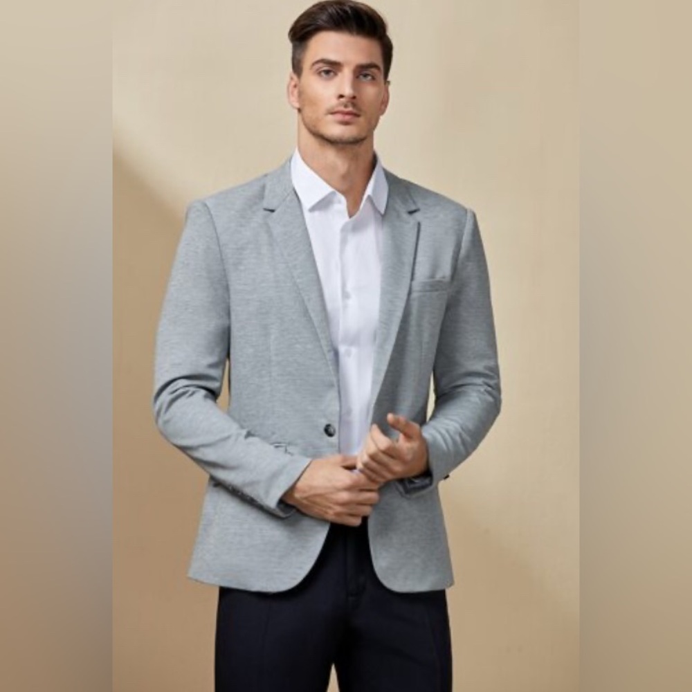 Zara Collection Gray Pinstripe One Button Blazer - Picture 1 of 8